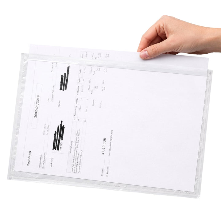Netuno 500 grosse Lieferscheintaschen selbstklebend DIN C4 260x 325 mm transparente Begleitpapiertas