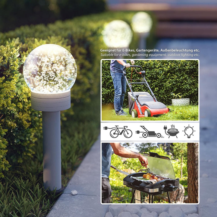 ledscom.de 3x Garten Steckdosensäule PIWI mit Erdspiess für aussen, IP44, 1-fach, Edelstahl, schwarz
