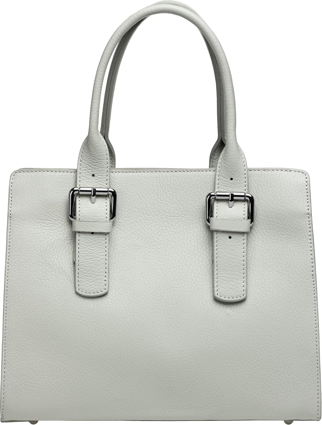 Caspar TL807 klassisch elegante Damen Leder Handtasche Einheitsgrösse Hellgrau, Einheitsgrösse Hellg