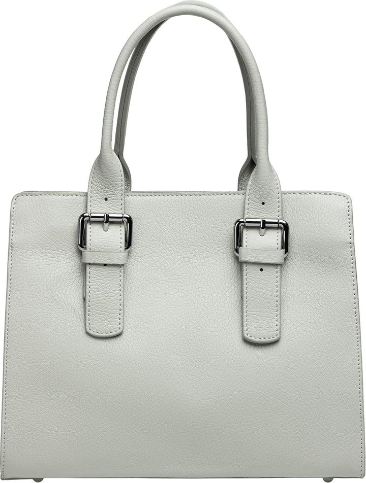 Caspar TL807 klassisch elegante Damen Leder Handtasche Einheitsgrösse Hellgrau, Einheitsgrösse Hellg