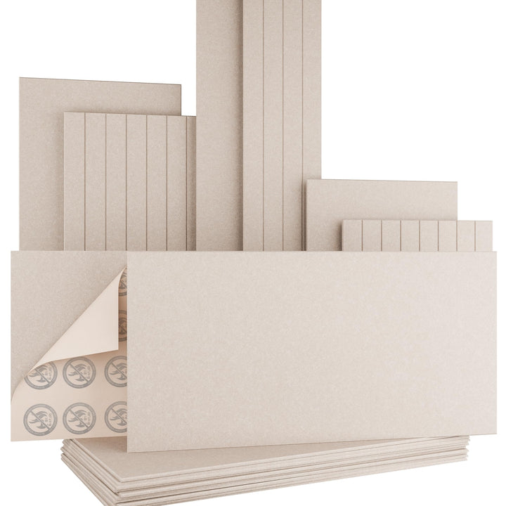 AKUSTIKO Akustikpaneele Selbstklebend 120x60cm - 4 Stück Taupe Akustik Wandpaneele Brandschutzklasse