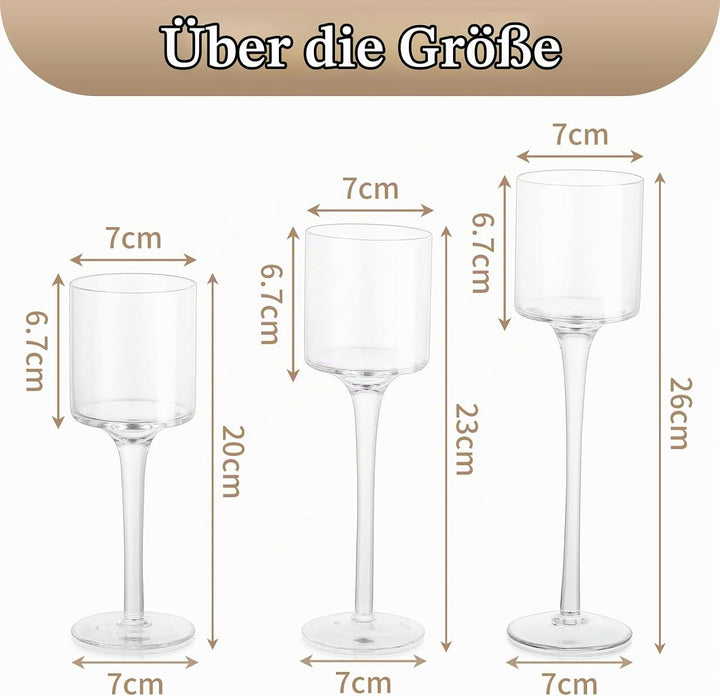 Sziqiqi 6 Stück Teelichthalter Glas - Elegante Kerzenständer Hohe Kerzenhalter Stumpenkerzen Windlic