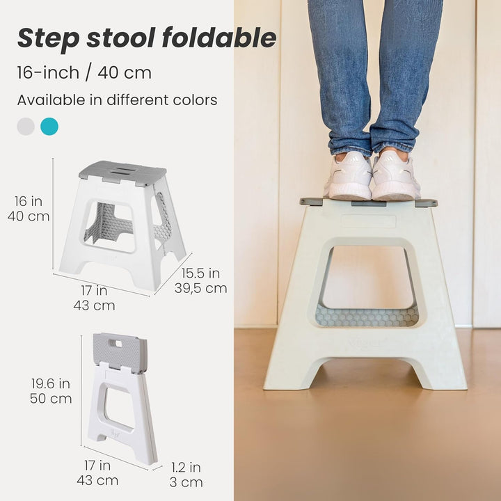 Vigar Compact Tritthocker klappbar 40 cm mit Griffen, Grau, 43x37x40 Grau 40 cm, 1-Step, Grau 40 cm,