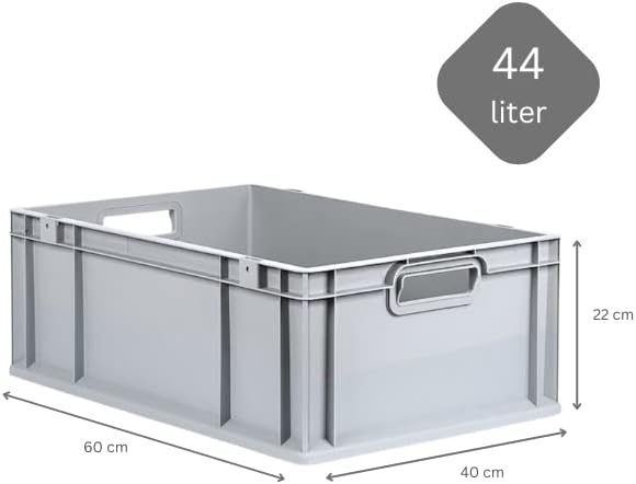 PROREGAL SuperSparSet 5x Eurobox NextGen Grip | HxBxT 22x40x60cm | 44 Liter | Griffe offen | Verstär