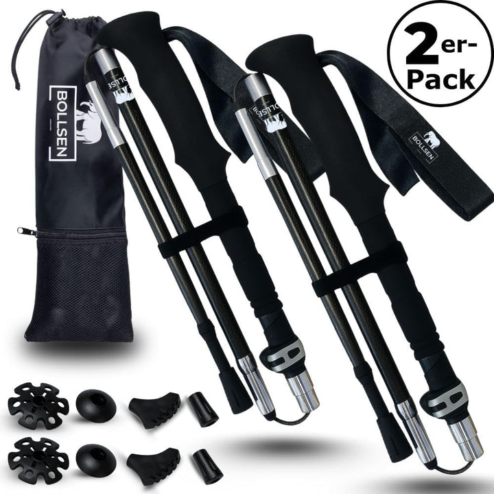 BOLLSEN 3K Carbon Extreme Wanderstöcke klappbar – Ultraleichte Carbon Trekkingstöcke, faltbar & höhe