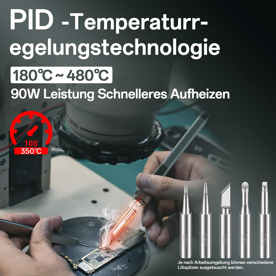 BAKON 968S Lötkolben-Set, digitale Lötstation mit Schlafmodus, schnelle Aufheizung, °C/ºF-Umrechnung