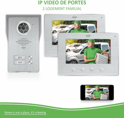 ELRO DV477IP2 WiFi IP Video Türsprechanlage-2-Familien-mit 2X 7-Zoll-Farbbildschirm-Color Night Visi