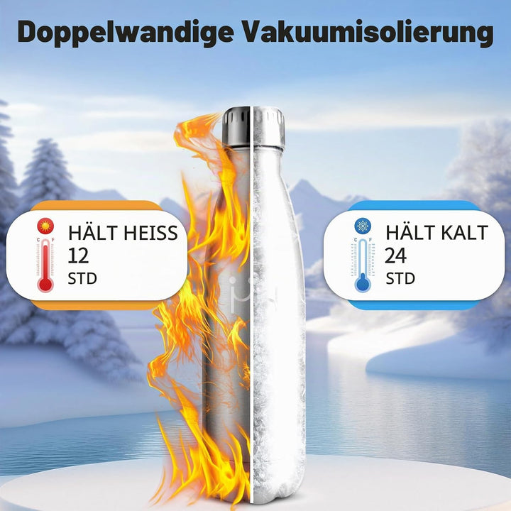 HoneyHolly Trinkflasche Edelstahl - 750ml - Thermosflasche, BPA-Frei, Wasserflasche Sport - Auslaufs