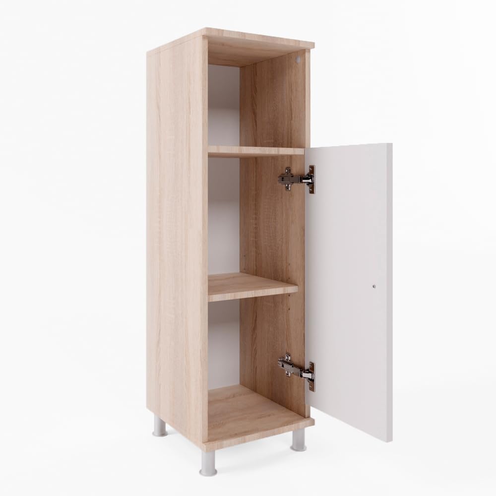 Vicco Midischrank Fynn, Weiss/Sonoma/Sonoma, 30 x 95 cm Weiss/Sonoma 95 x 30 cm, Weiss/Sonoma 95 x 3
