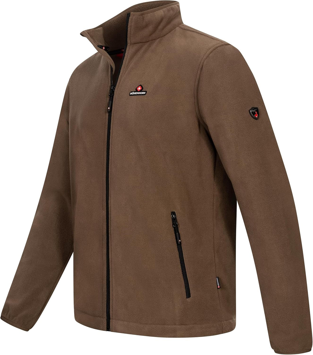 Höhenhorn Badus Herren Fleece Jacke Microfleece Full Zip Troyer Outdoor Wander Trekking S Braun, S B