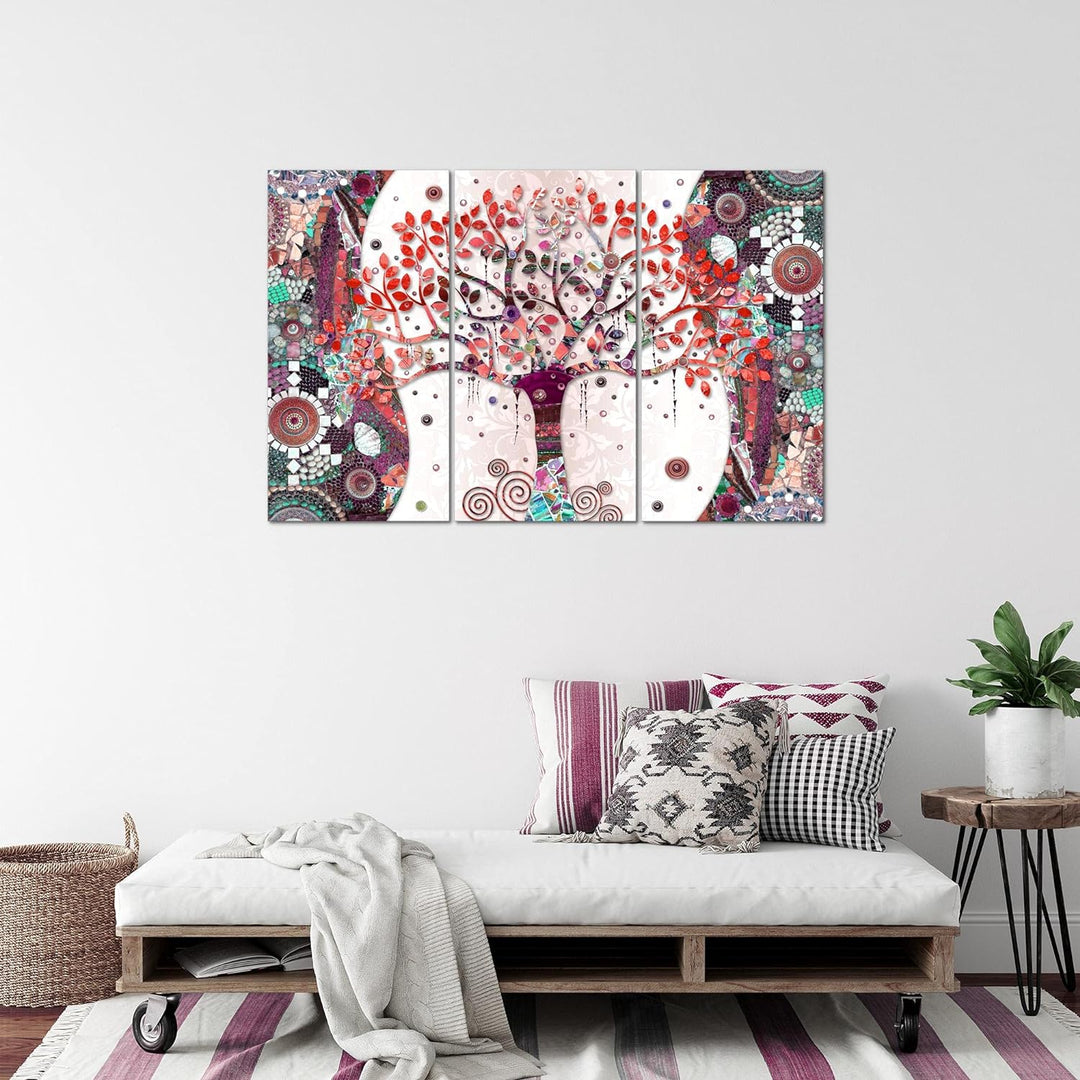 Runa Art Wandbilder Gustav Klimt Baum des Lebens Bild XXL Wohnzimmer Rosa Abstrakt Kunst 120 x 80 cm