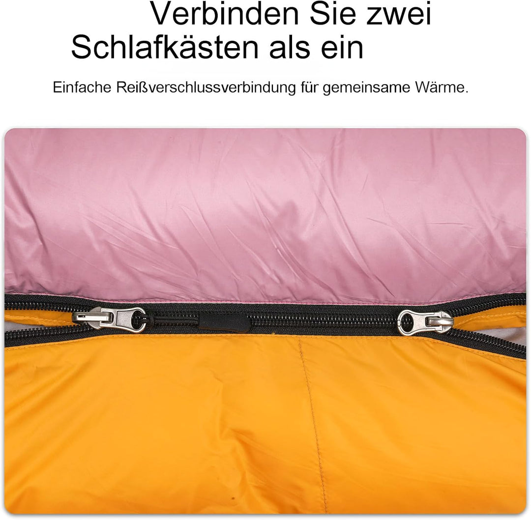 Ultraleicht Daunenschlafsack mit Kissen, Kleiner Leichter Sommer Schlafsack 680FP für Erwachsene und