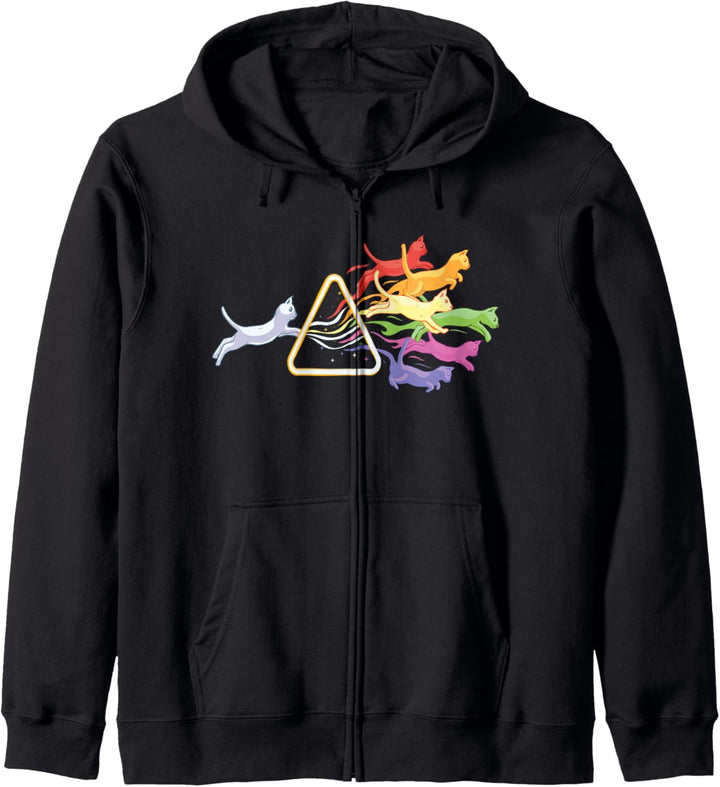 Katze Prisma Regenbogen Licht Lustig Physik Wissenschaft Kapuzenjacke