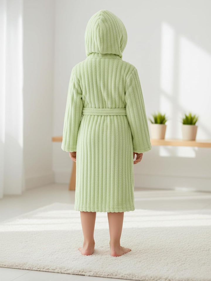 JiAmy Kapuzen Bademantel für Mädchen Flauschiger Fleece Plüsch Langer Schlafmantel Kinder Grün 13-14