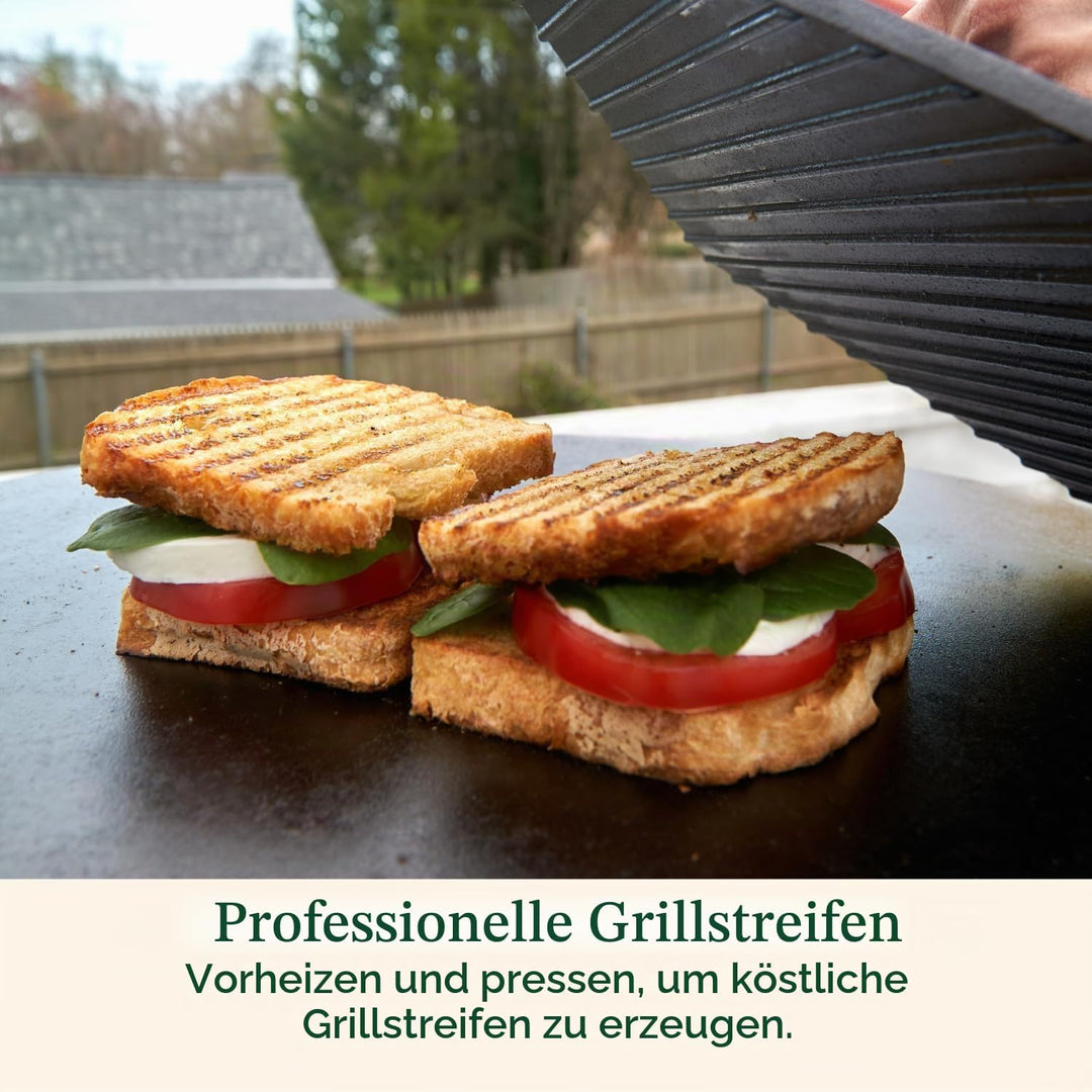 Cuisinart XL Gusseisen-Grillpresse, 25,4 x 25,4 cm, robuste Antihaft-Burger-Steakpresse mit Holzgrif