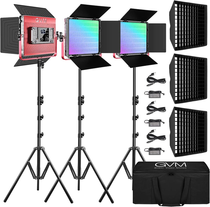 GVM 1200D RGB Videoleuchte Softbox, APP-Steuerung 3200K–5600K LED Videobeleuchtung, 360° Vollfarb LE