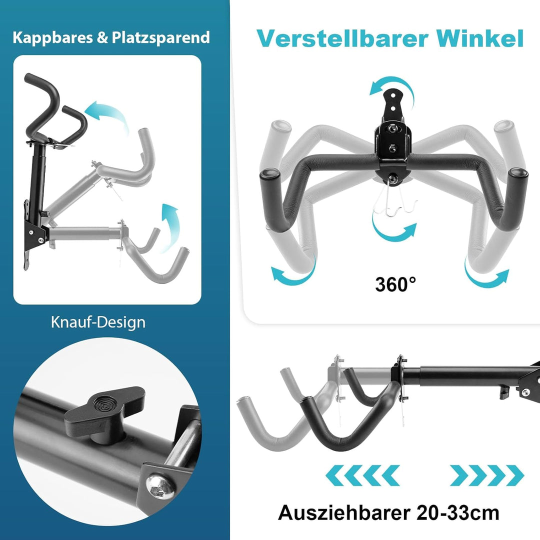 Vousile Bike Fahrradhalter Fahrrad Wandhalterung, Klappbar Einstellbar Wandhaken Garage Haken, Stora