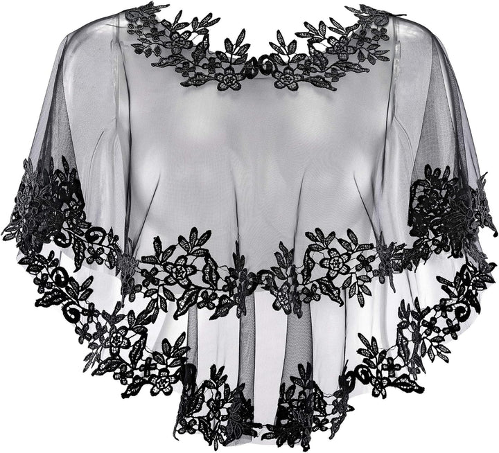 CHIC DIARY Elegant Stola Umschlagtuch Brautkleid Umhang Spitze Tüll Cape Retro Lace Boleros für Aben