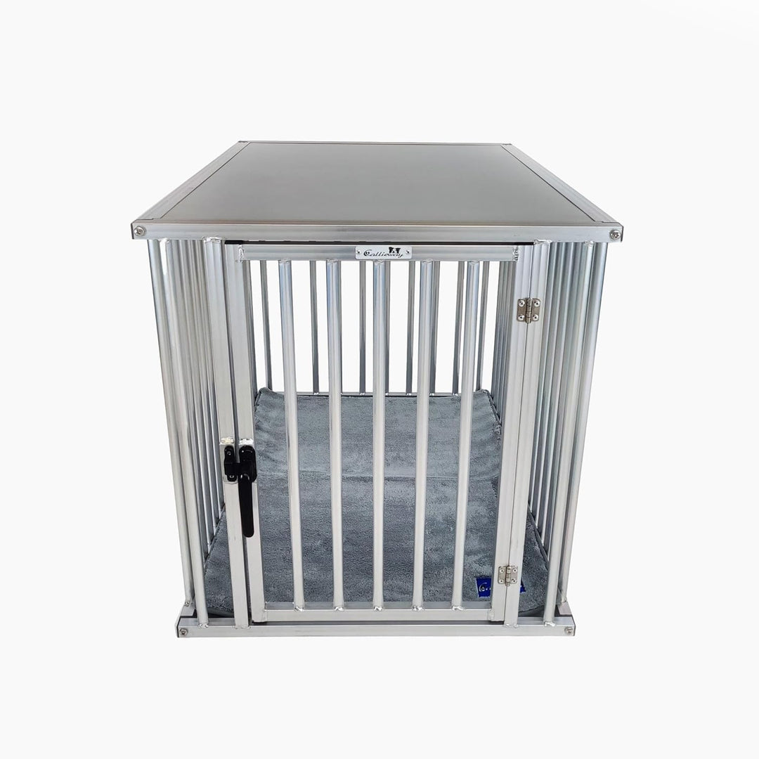 Callieway® ALU DOGBOX/Hundebox/ALU Hundkäfig für Büro und Daheim (nur vertikale Stäbe) (Large: 79cm