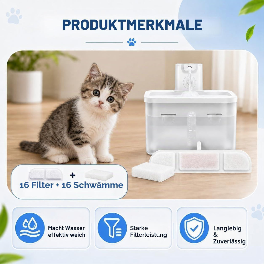 Katzen Trinkbrunnen Filter Ersatzfilter kompatibel mit DownyPaws DPWFP6 | 12 Filter und 12 Schwämme