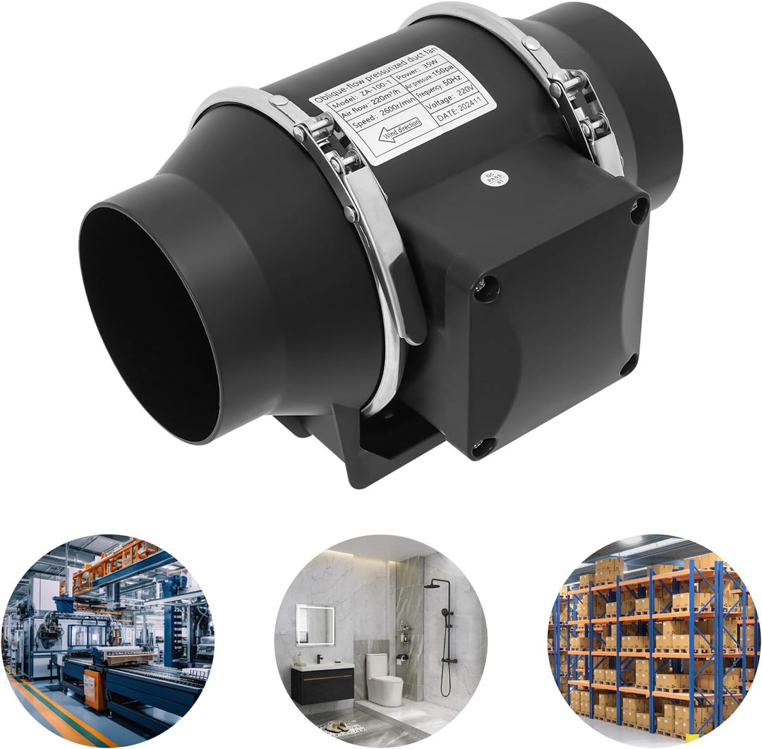 Luftventilator, 100 mm, 35 W, 220 m³/h, 2600 U/min, Schwarz