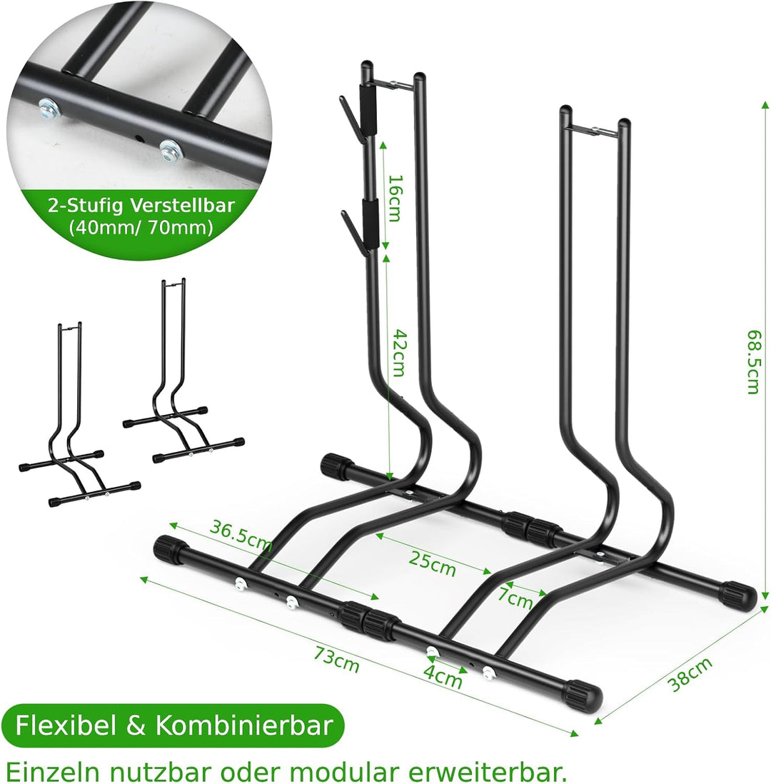 TLGREEN Fahrradständer Boden 2er-Set 24–26 Zoll,2-stufig(40/70 mm)