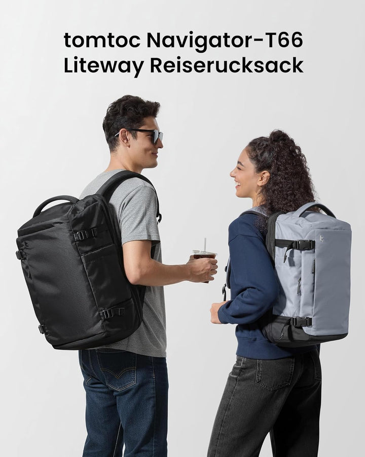 tomtoc 40L Reiserucksack, TSA-freundlicher Handgepäck Rucksack, Wasserdichter Rucksack Handgepäck Fl