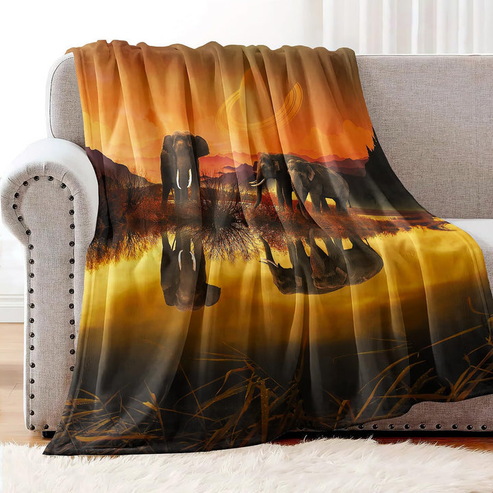 YISUMEI Kuscheldecke Gelbe Elefante Reflexion Decke Flauschige Weich Fleecedecke für Sofa Bett 150x2
