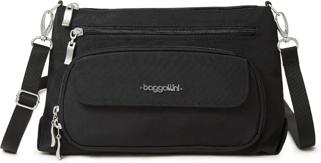 Baggallini Damen Original RFID Everyday Crossbody Bag Umhängetasche, Einheitsgrösse Schwarz, Schwarz