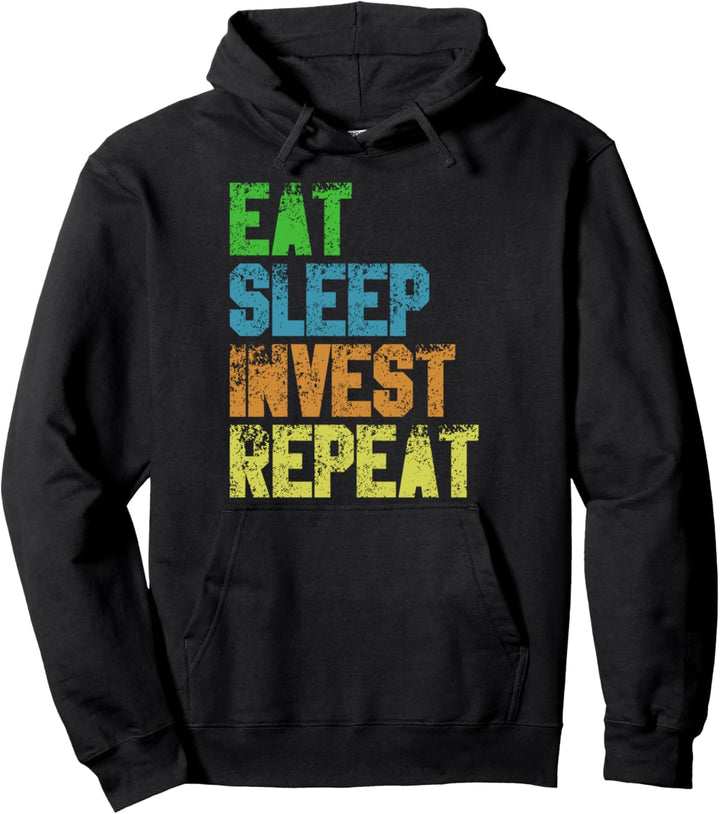 Essen Schlafen Investieren Investor Aktien Börse Geld Pullover Hoodie