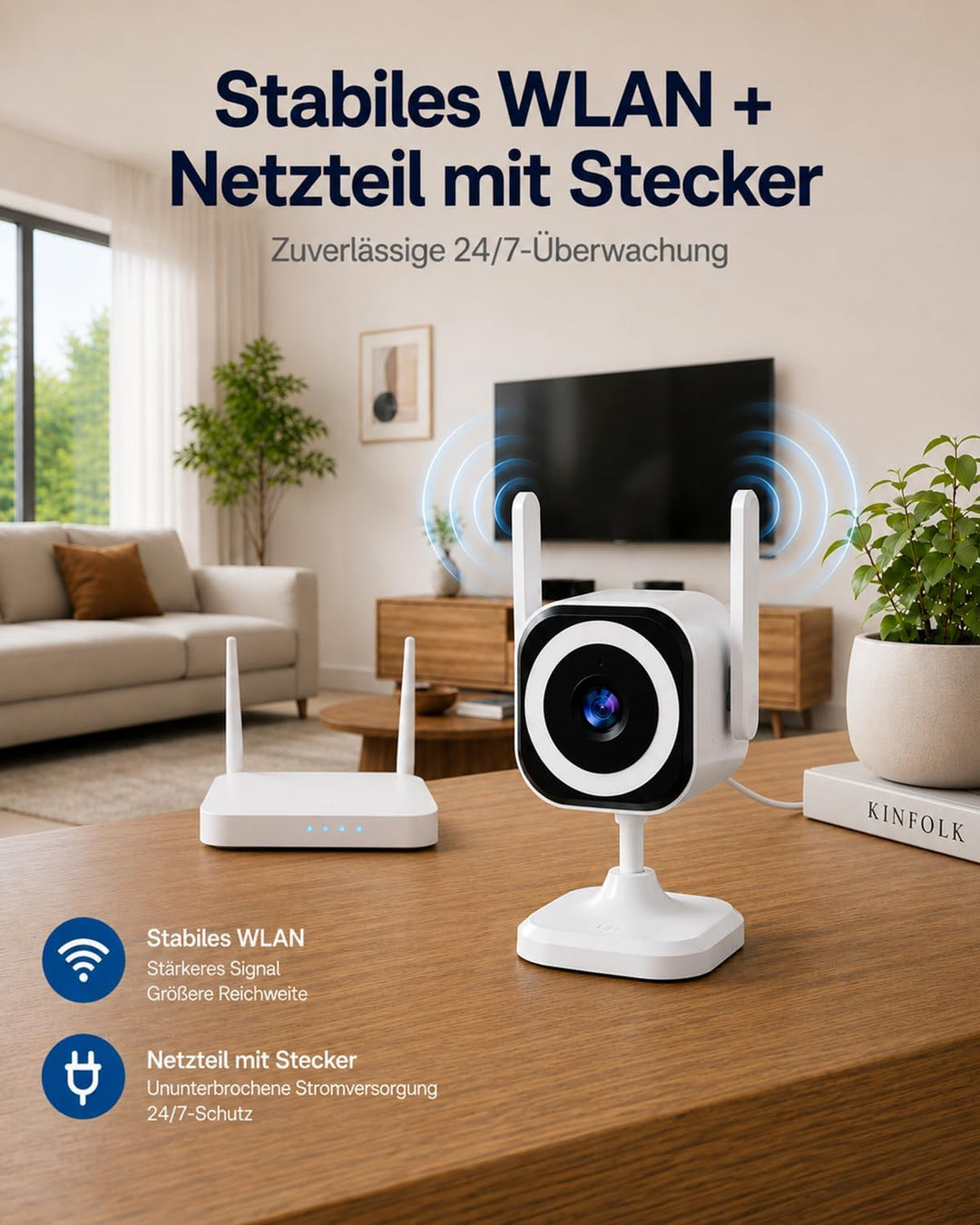 GUOANVISION 2K 5G Überwachungskamera Aussen/Innen, Kamera Überwachung Aussen, WLAN Camera Indoor/Out