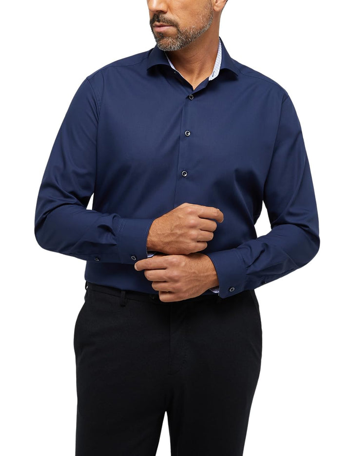 ETERNA Male Original Shirt unifarben MODERN FIT 40 Navy, 40 Navy