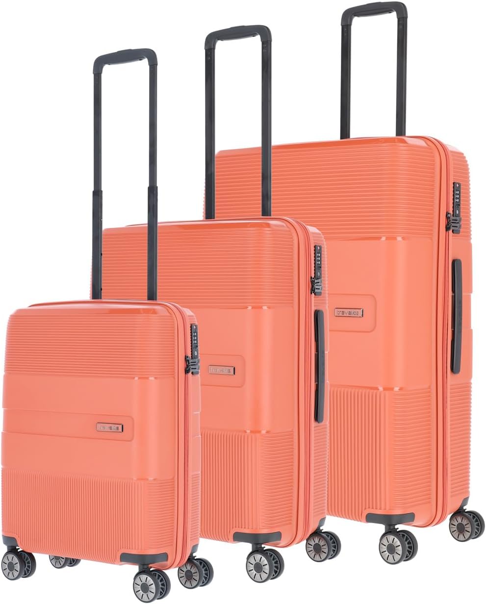 travelite 4-Rad Kofferset 3-teilig Hartschale, Grössen L/M/S mit TSA Schloss, Gepäck Serie WAAL: Sta