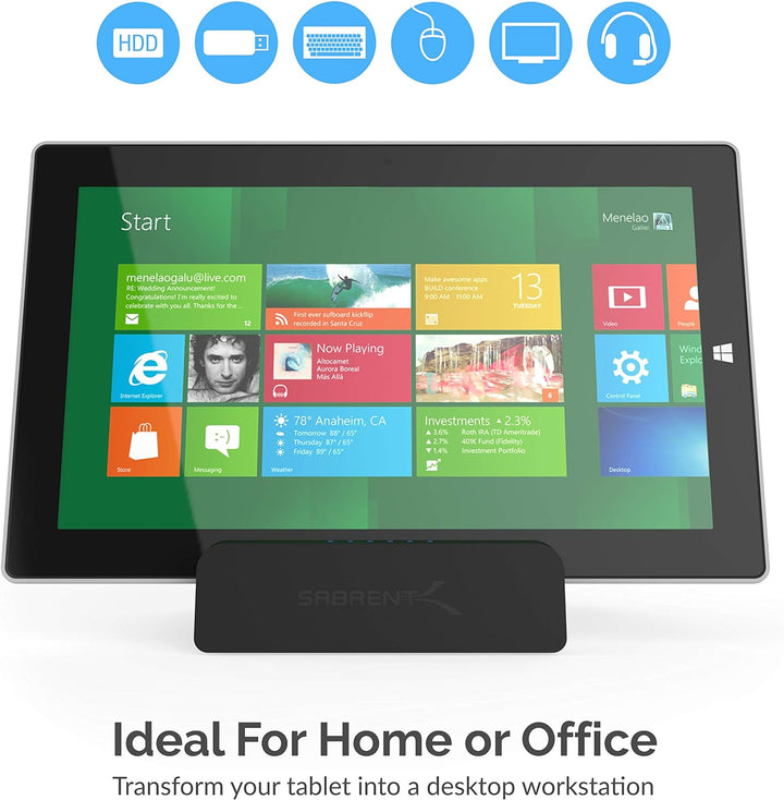 SABRENT USB Docking Station mit Netzteil, 2 Videoausgang (HDMI und DVI), RJ45 Ethernet, Audio, 4 USB