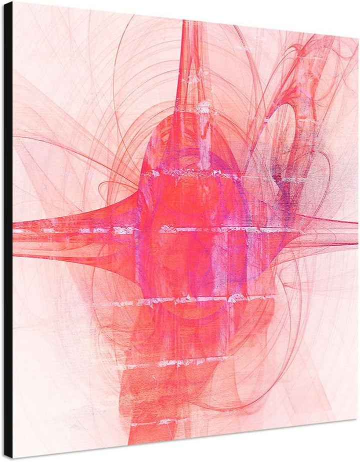 Paul Sinus Art Red Dreams - Abstrakt358_60x60cm Bild auf Leinwand weiss rot pink Abstraktes Motiv qu