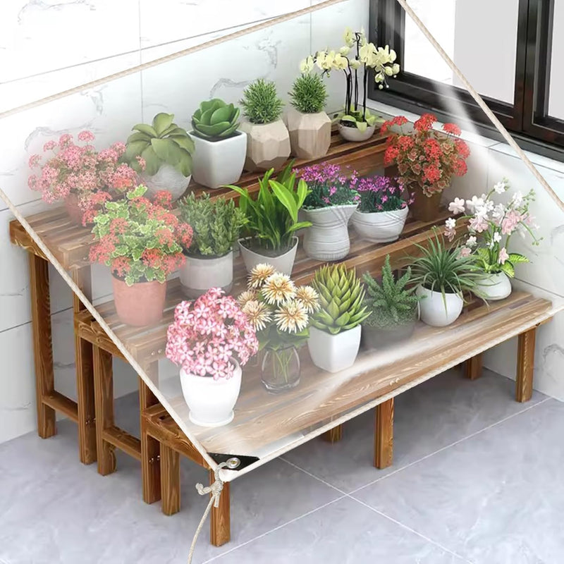 HIYOUGO Wasserdicht Plane Transparent Mit ösen, 1.8x2m Regenschutz Abdeckplane, Klar Abdeckung für P