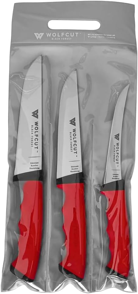 Wolfcut - Fleischermesser-3´er Set, Metzgermesser-Set, Schlachtermesser-Set aus Edelstahl - Profi-Qu