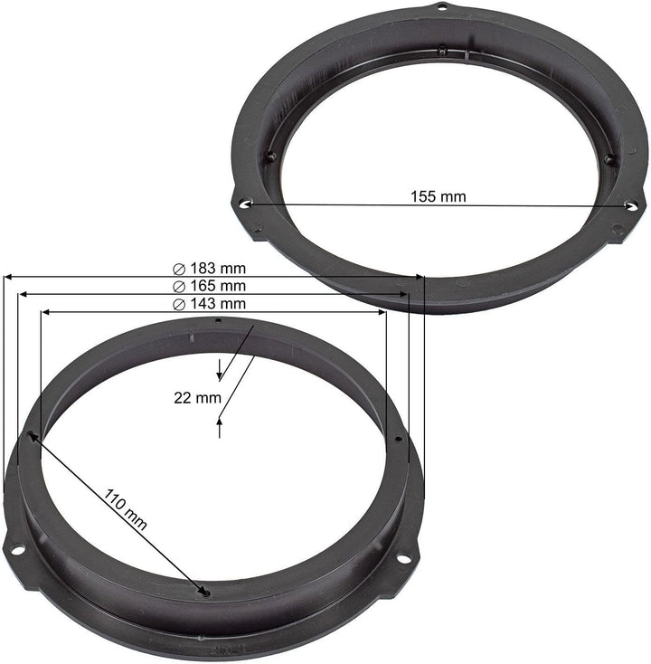 tomzz Audio 2809-003 Lautsprecherringe Adapter Halterungen kompatibel mit Dacia Sandero Logan 2022 F