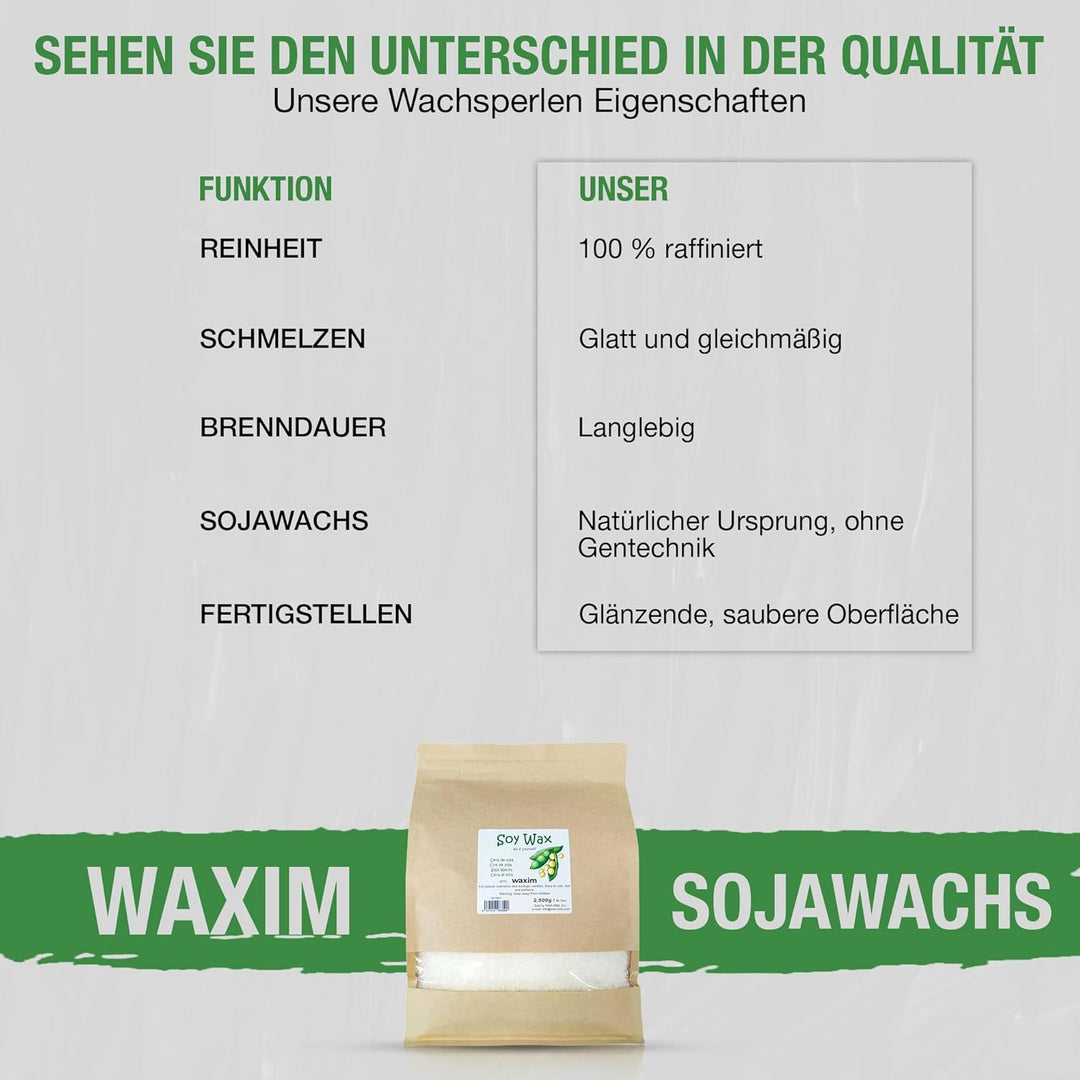 Sojawachs 2.500 g in perlen. Für ökologisch Kerzen und Naturkosmetik. Kerzenwachs, veganes wachs, wa