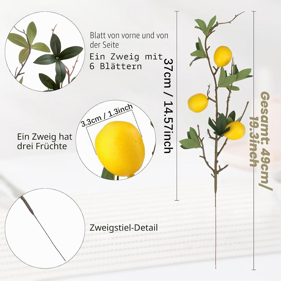Woration 49cm Simulationen Künstliche Zitrone Zweigstellen Gefälschte Frucht Gelb Dekoration für Hau