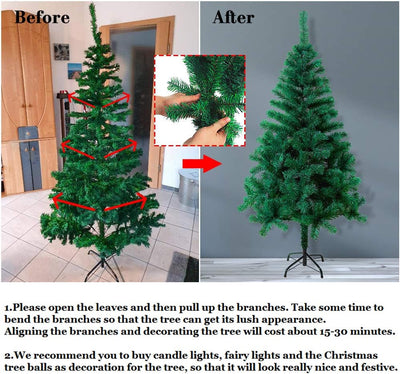 AufuN Weihnachtsbaum Künstlich 180cm Künstlicher Weinachts Baum Deko Künstlicher Tannenbaum Grün PVC