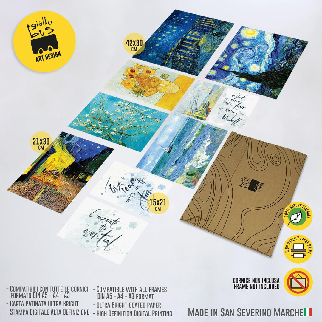 Giallobus - Set 10 Wandpostern - Vincent Van Gogh - Sammlung 1 - Beschichtetes Papier - OHNE Rahmen