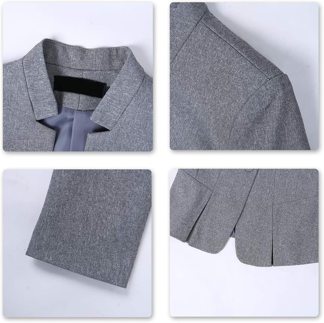 YYNUDA Damen Slim Fit Blazer Sommer Elegant Anzugjacke mit EIN Knopf Kurz für Office Business, XS He