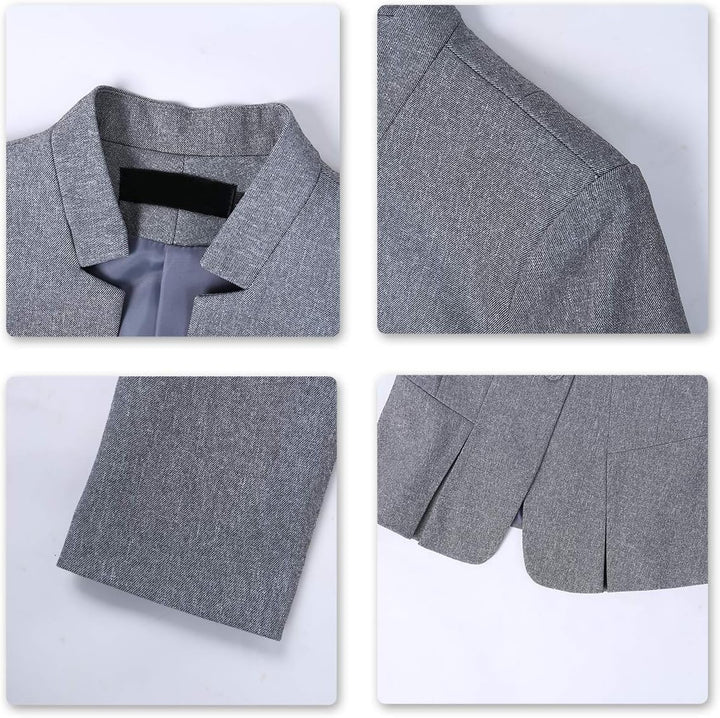 YYNUDA Damen Slim Fit Blazer Sommer Elegant Anzugjacke mit EIN Knopf Kurz für Office Business, XS He