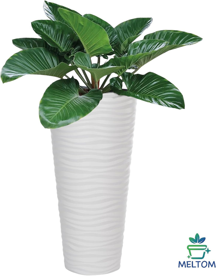 MELTOM Blumenkübel Blumentopf Rund 3D Effekt Slim Pflanzkübel mit Herausnehmbaren Einsatz (XL), XL