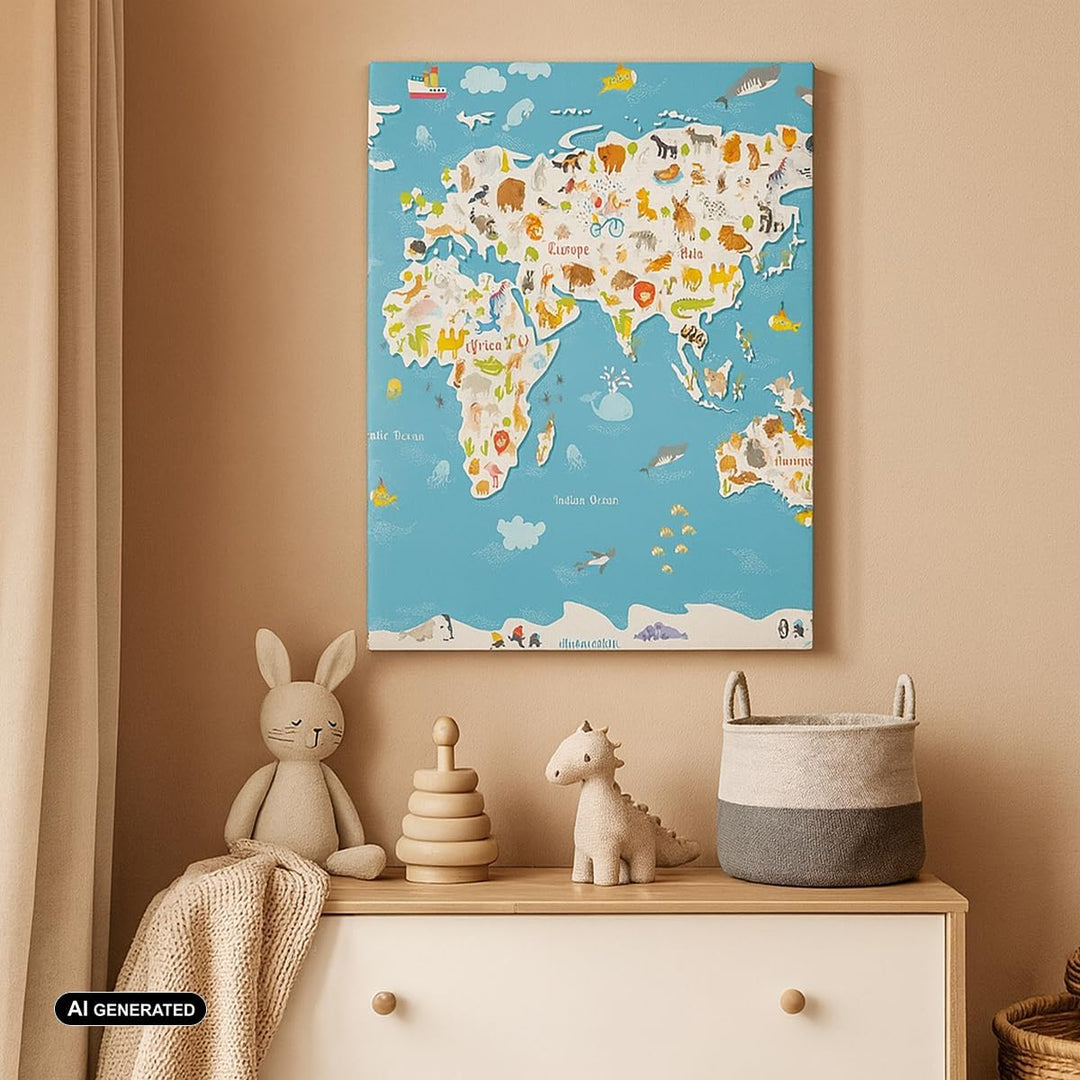 Bilder auf Leinwand Geographie Globus Grafik Illustration Leinwandbild mit Rahmen 45x80cm Wandbilder