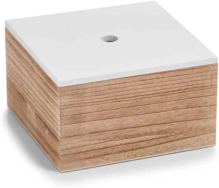 Zeller Aufbewahrungsbox, 3er Set, ca. 16 x 16 x 8 cm; 20 x 20 x 11,2 cm; 24 x 24 x 14 cm, weiss/Natu