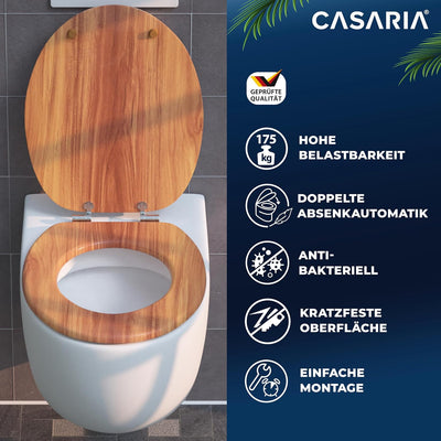 CASARIA® WC Sitz Doppelte Absenkautomatik MDF Holzkern hygienisch Rostfreie Scharniere 175kg Bad Toi