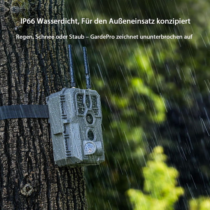 GardePro E8 2.0 Wildkamera Dual Antenne WLAN mit 64GB SD Karte, 64MP H.264 4K Video, 30m Infrarot Na