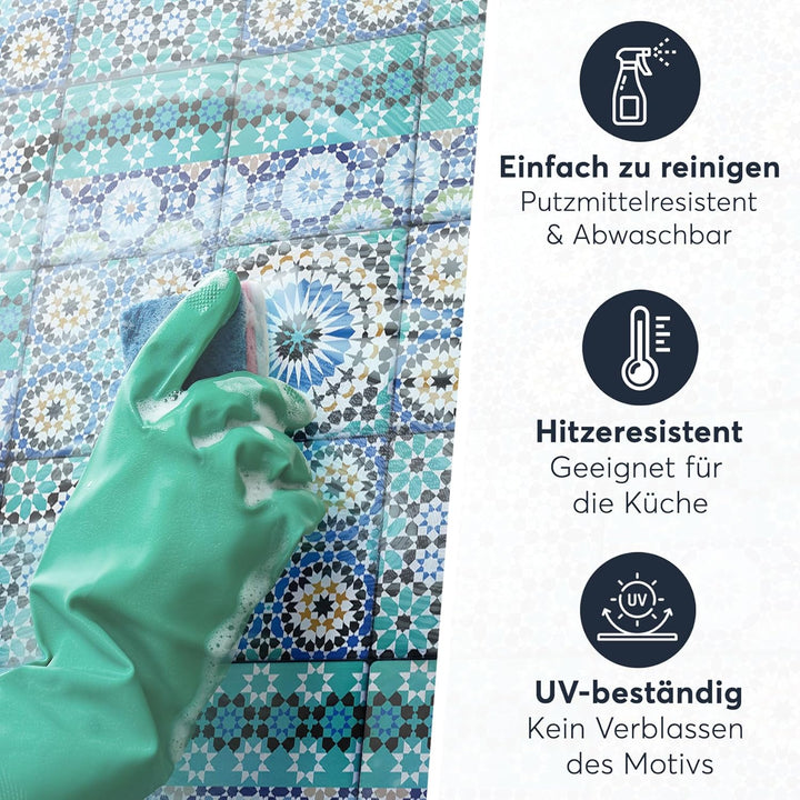 20 Stück Fliesenfolie für Bad und Küche 20x20 cm - Klebefliesen, Mosaikfliesen - selbstklebende Flie